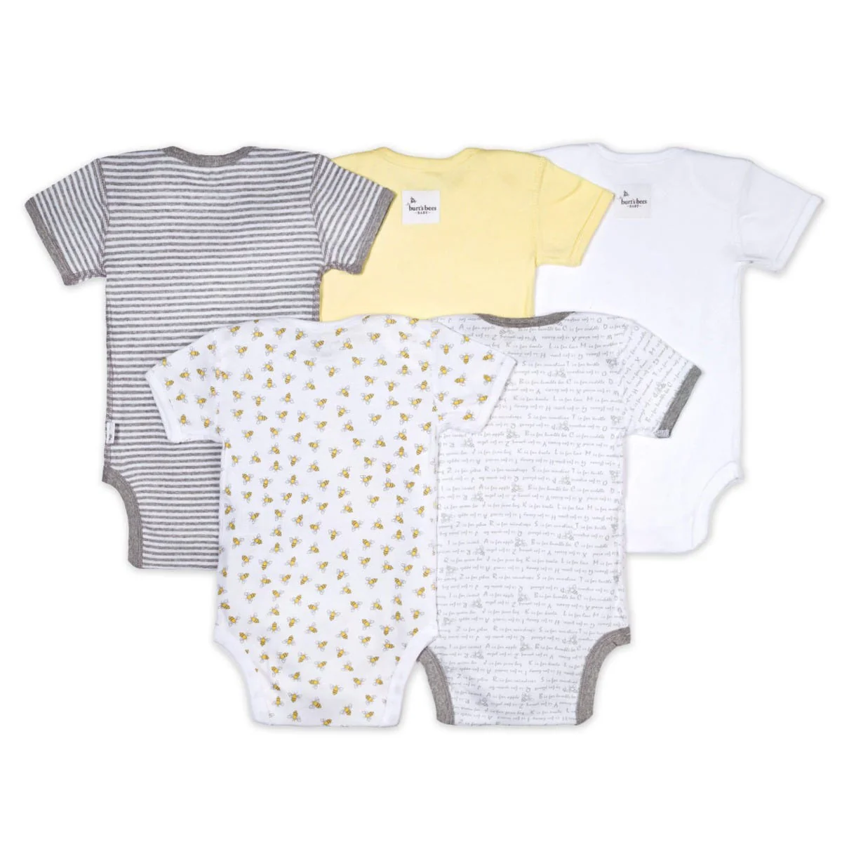 Bee Essentials Organic Short Sleeve Baby Bodysuits 5 Pack - Image 3