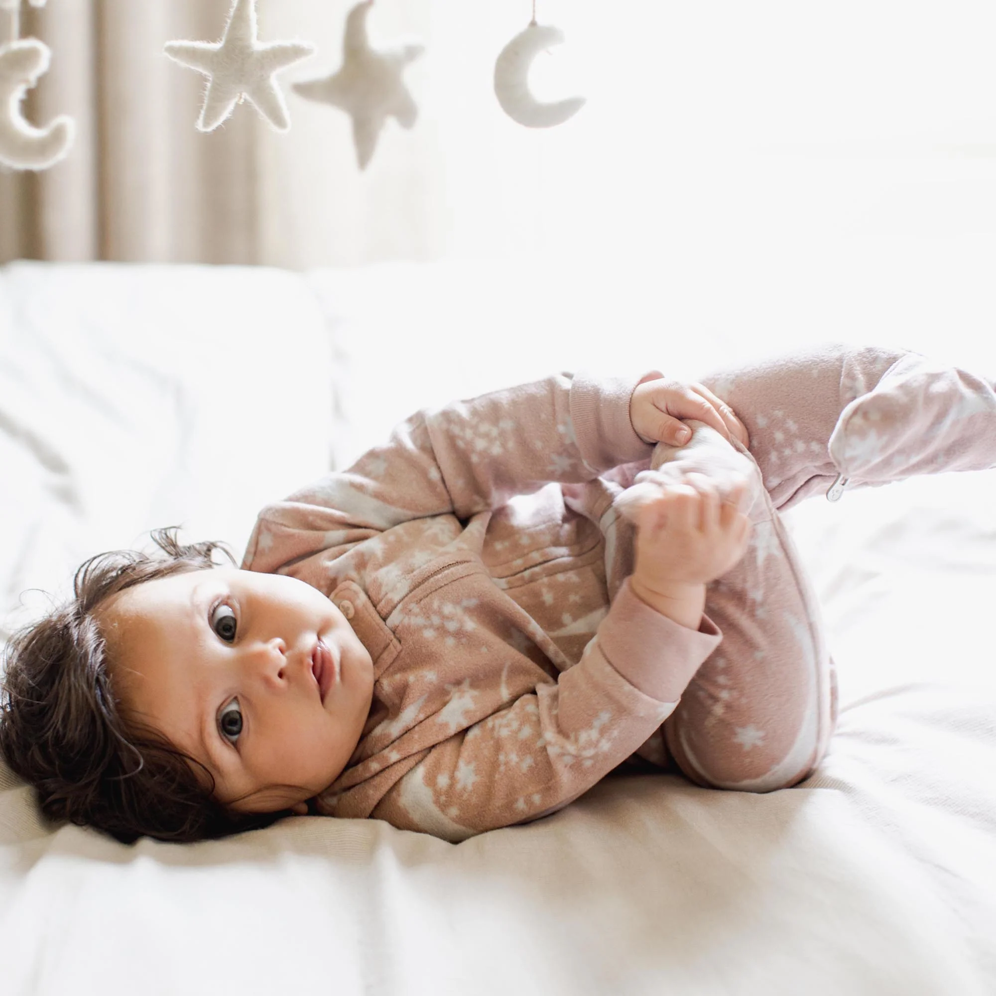 Celestial Moon polarbee⢠Repreve® Microfleece Pajamas - Organic Rose - Image 6