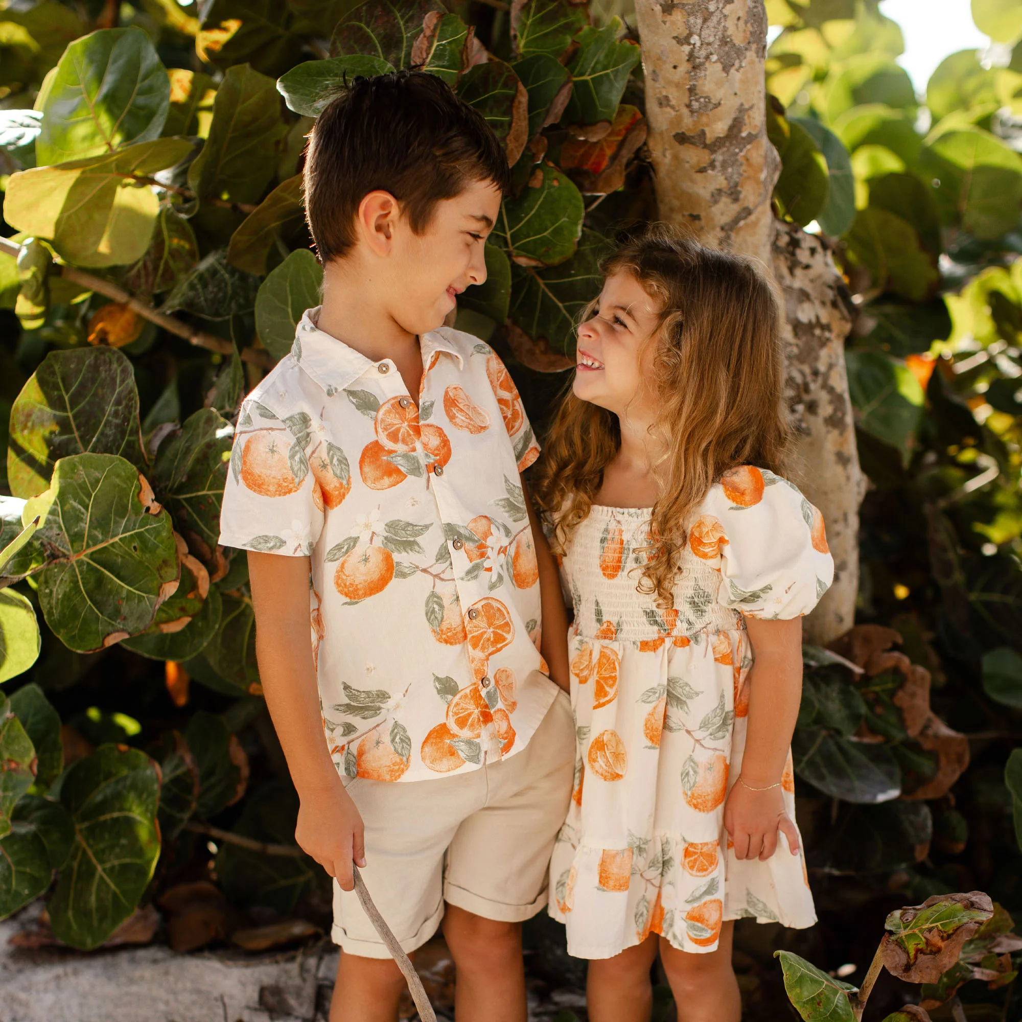 Dubrovnik Oranges Matching Button Down Shirt & Shorts Set - Image 5