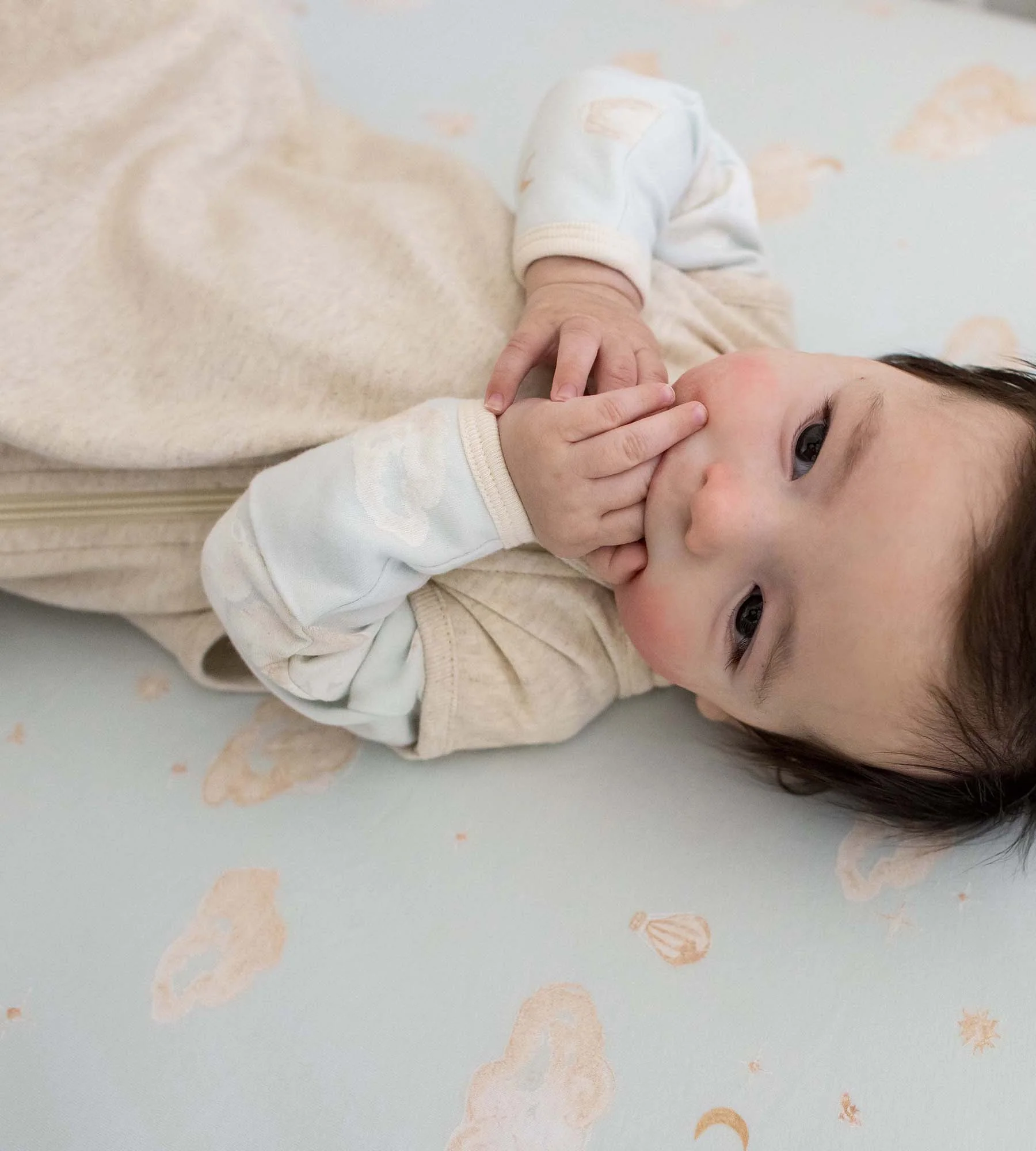 Good Night Sky Organic Cotton Crib Sheets Set of 2 - Ice Flow - Image 2