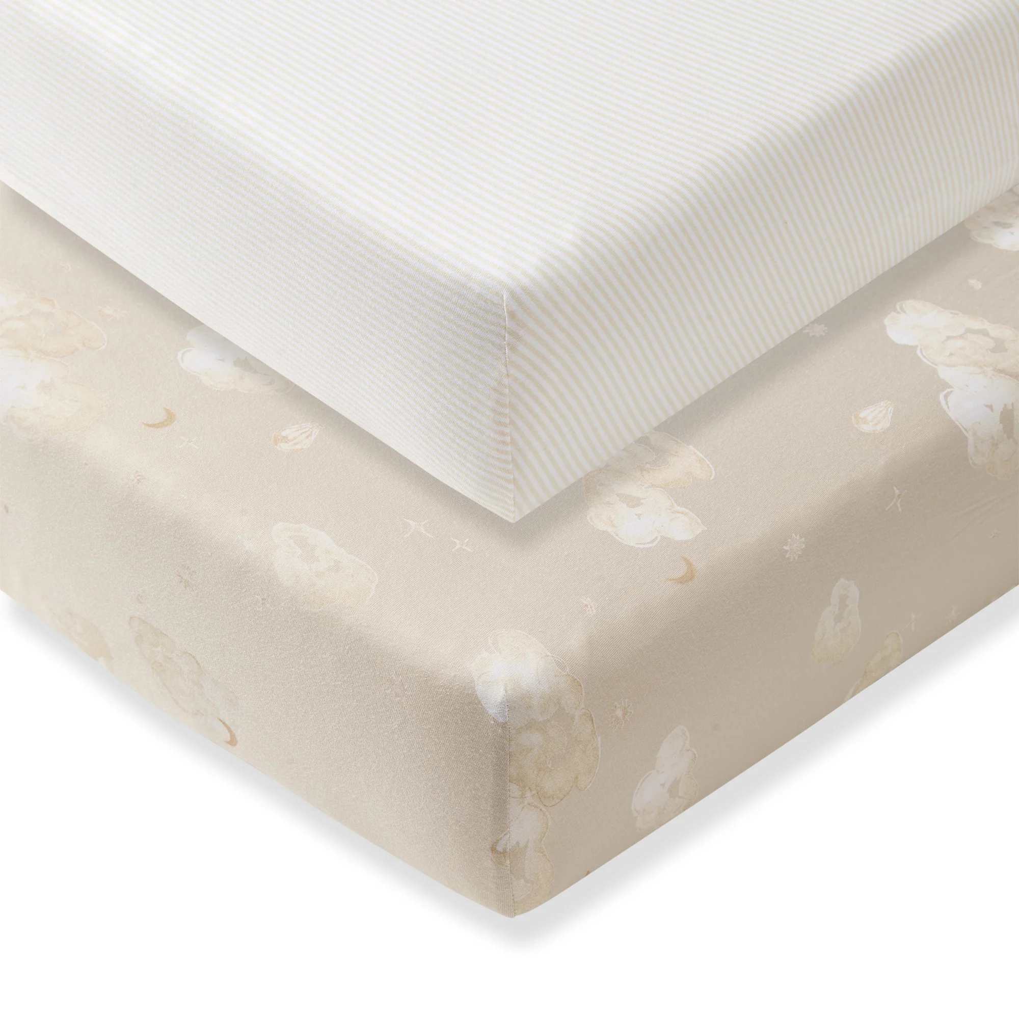 Good Night Sky Organic Cotton Crib Sheets Set of 2 - Limestone