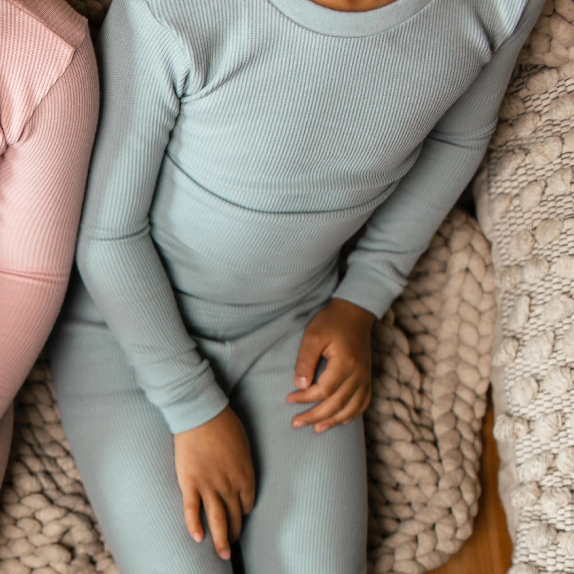Honeysoft™ Mommy & Me Matching Thermal Lyocell Sleeper - Mountain Blue - Image 10