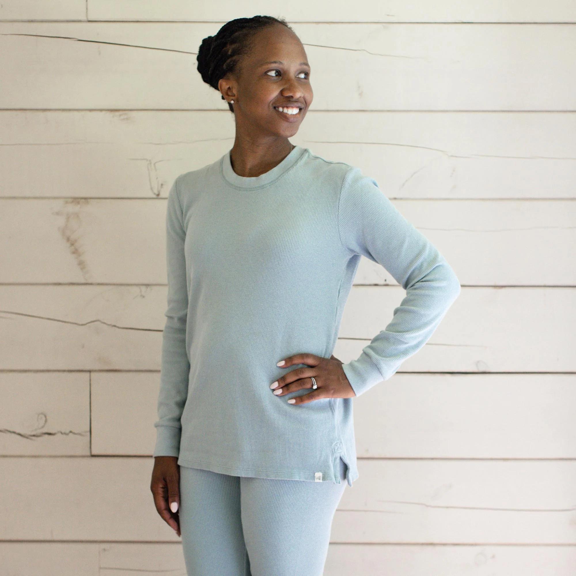 Honeysoft™ Mommy & Me Matching Thermal Lyocell Sleeper - Mountain Blue - Image 8