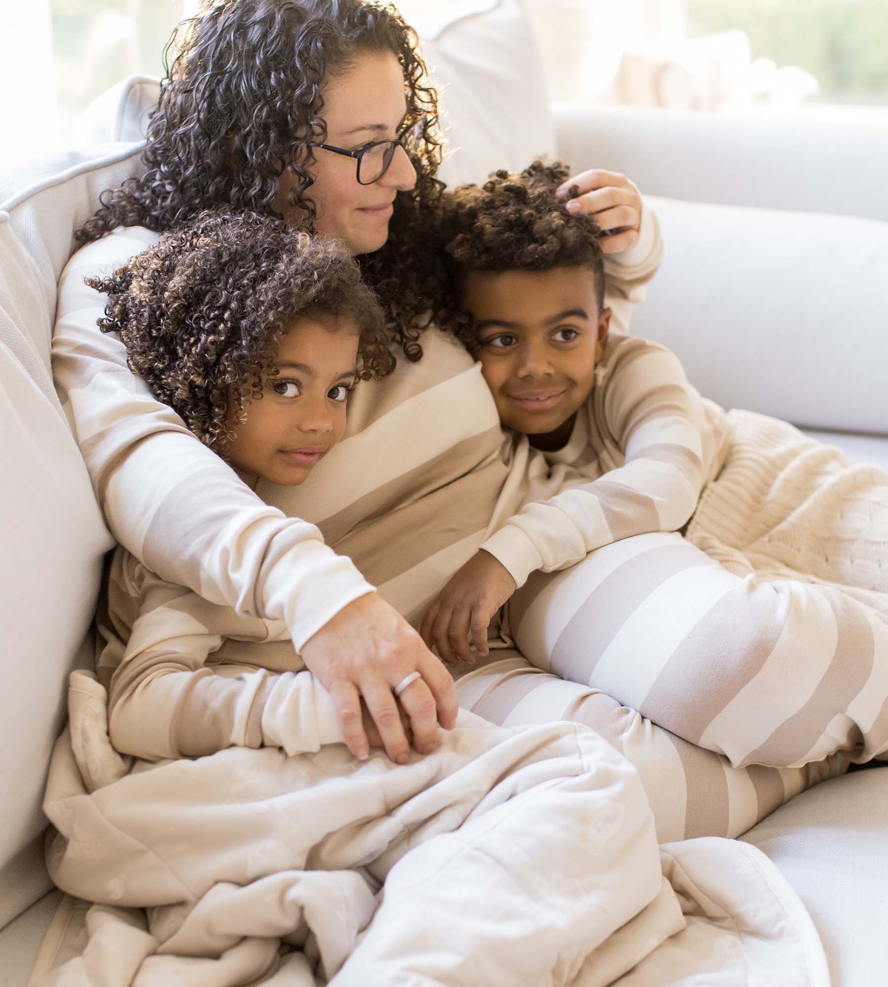 Mommy & Me Rugby Stripe Organic Cotton Sleeper - Oat - Image 8