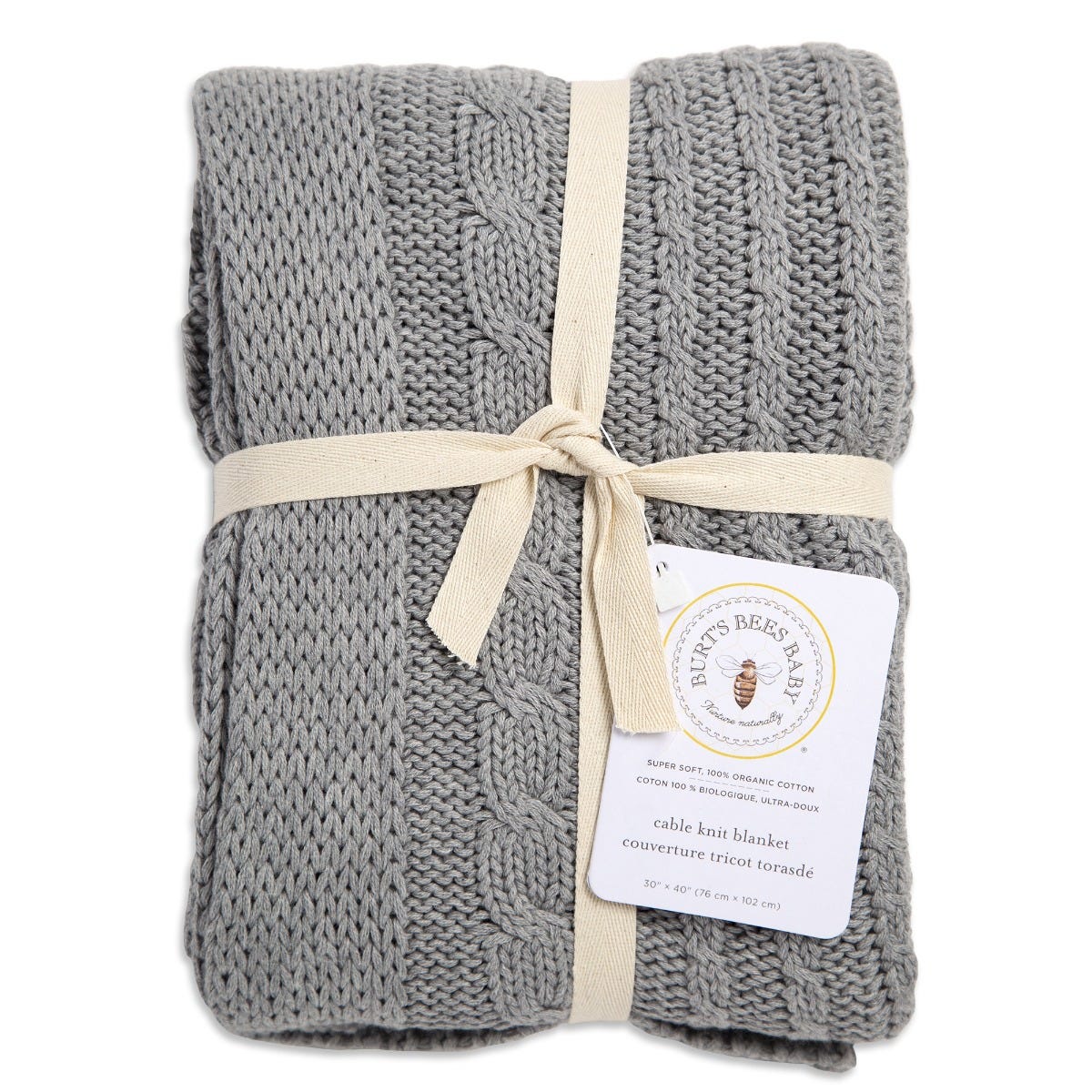 Organic Cotton Cable Knit Baby Blanket - Image 2
