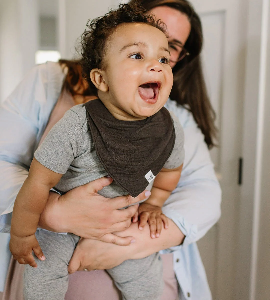Organic Muslin Baby Bandana Bibs - Sea Foam Blue - Image 6