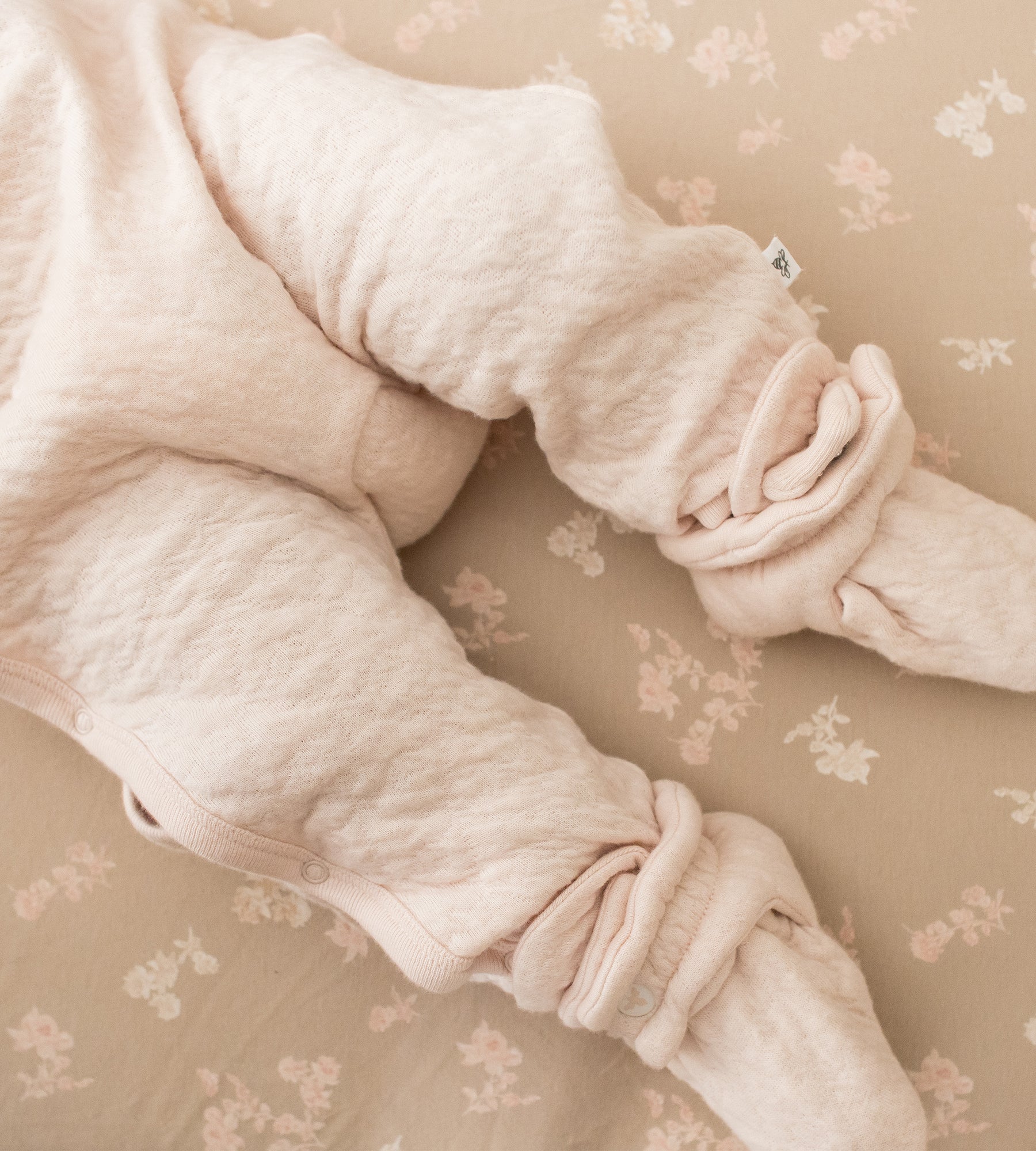 Organic Cotton Quilted Bee Baby Booties - Ranunculus - Image 2