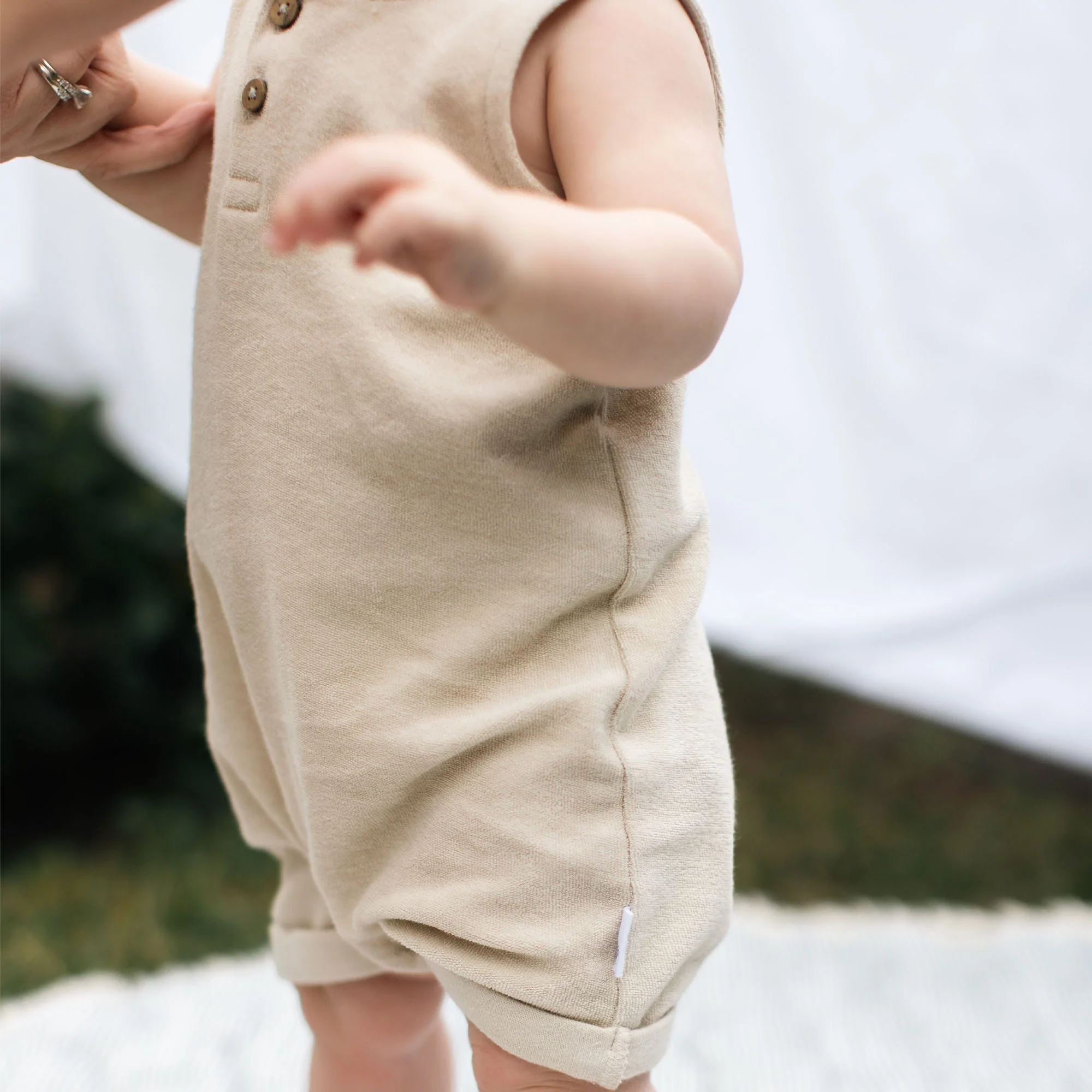 Organic Cotton Terry Romper - Fossil - Image 6
