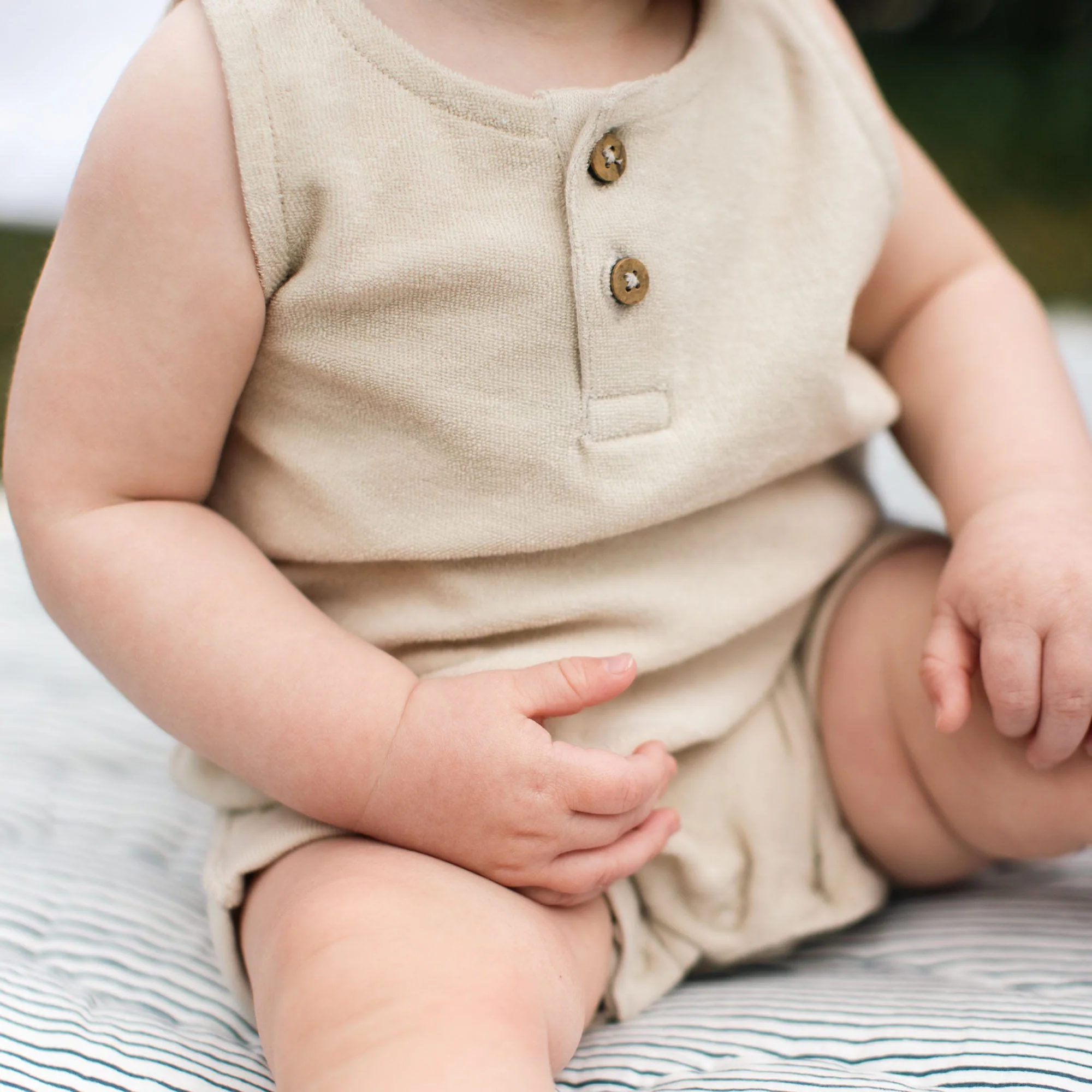Organic Cotton Terry Romper - Fossil - Image 7