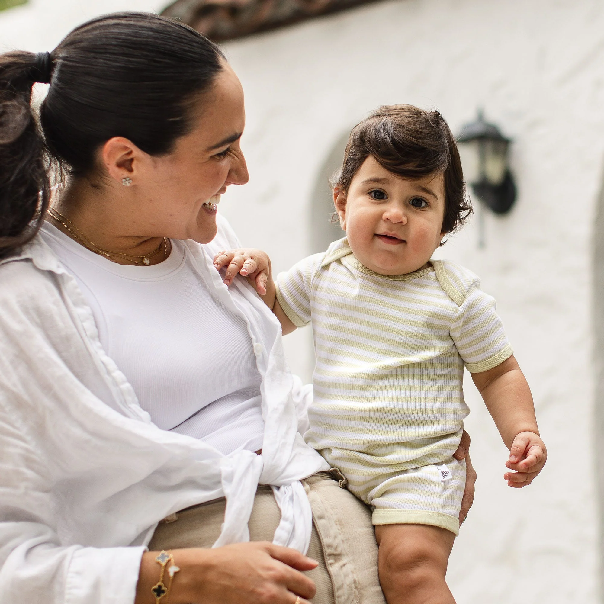 Rib Stripe Organic Cotton Baby Romper - Image 5