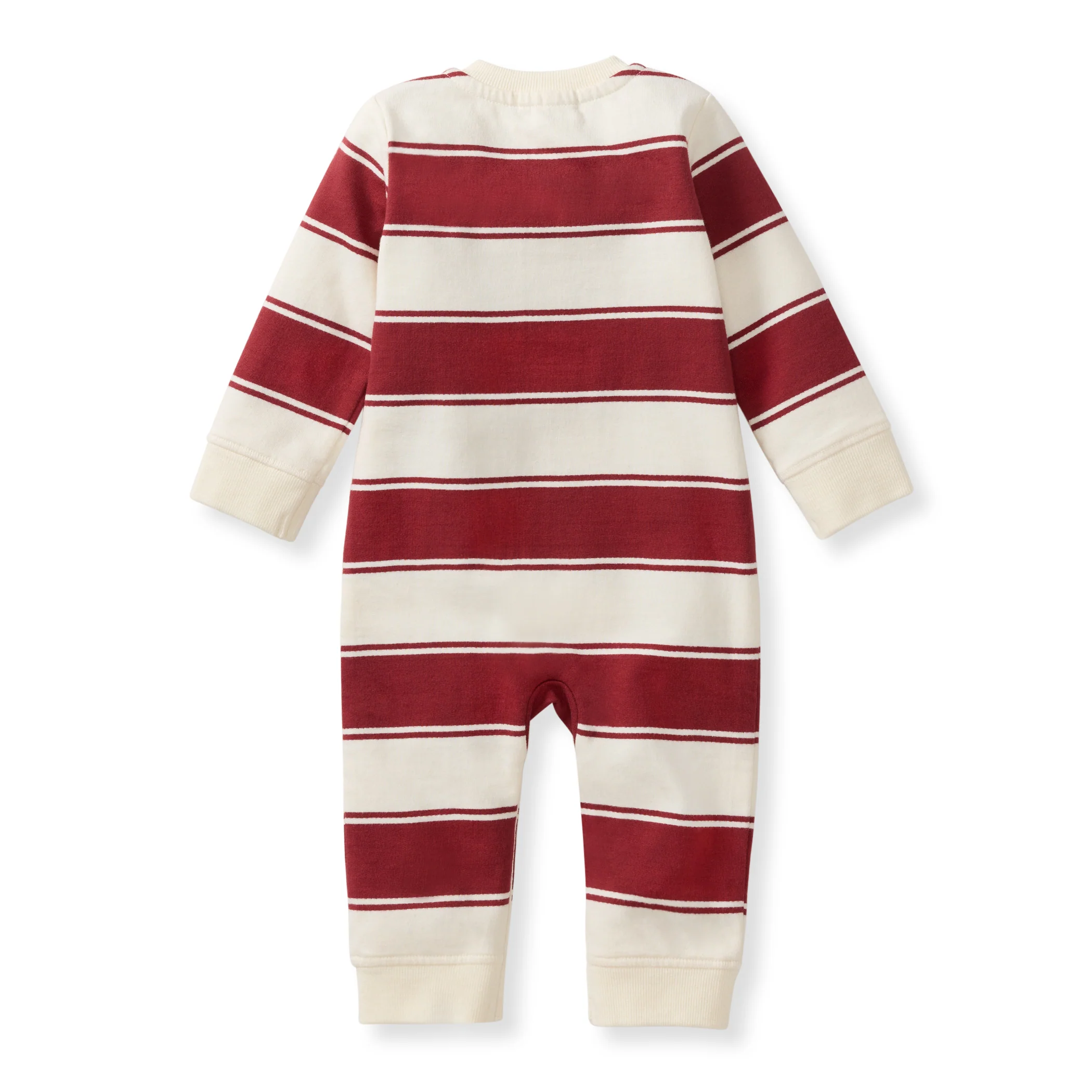 Rugby Peace Stripe Baby Boy Jumpsuit - Brick Red - Image 3