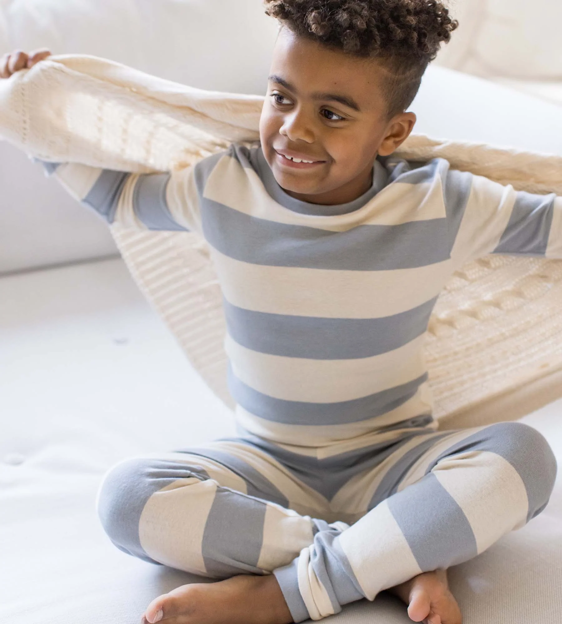 Rugby Stripe Organic Cotton Sleep & Play - Quarry - Image 5