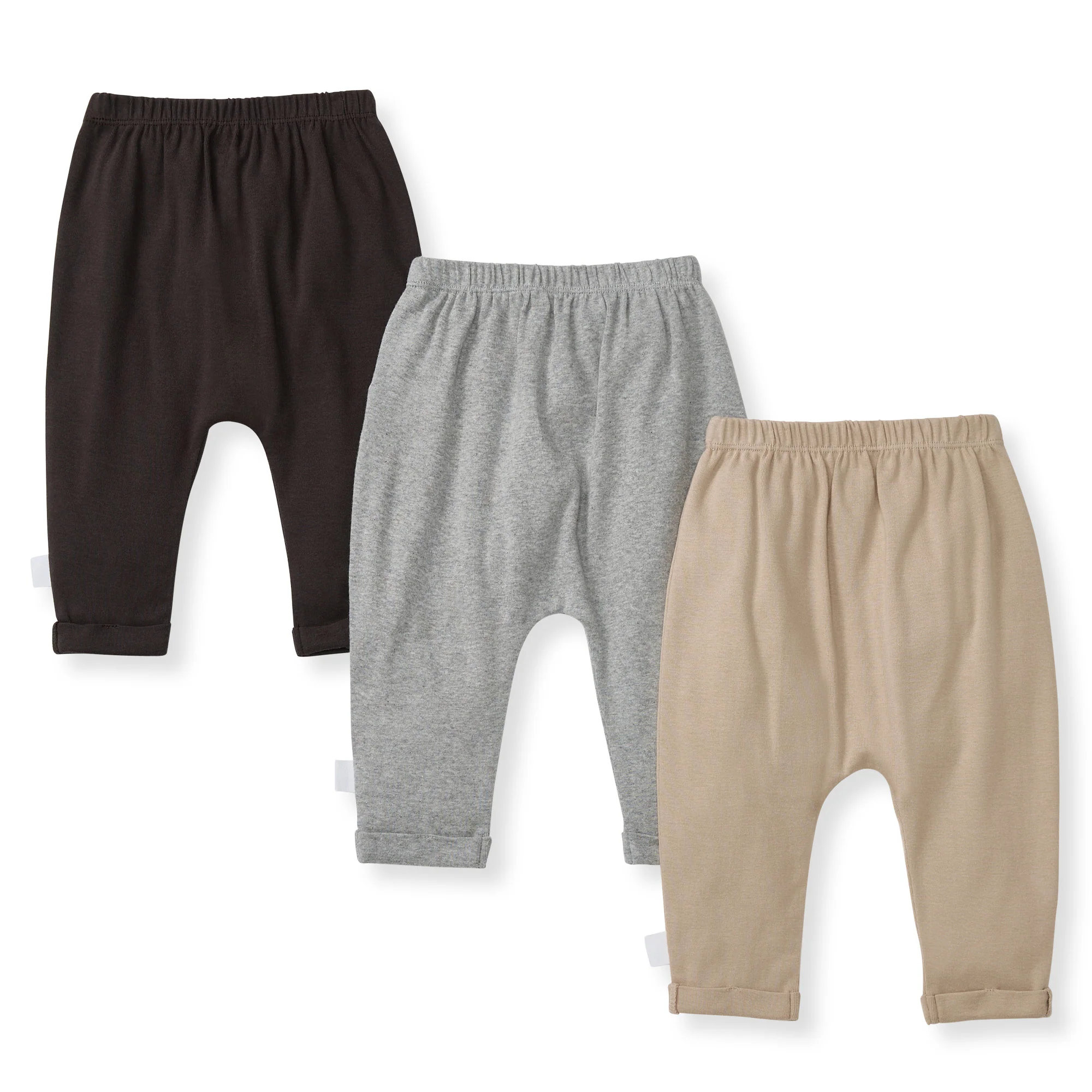 Solid Organic Cotton Baby Pants 3 Pack - Ash - Image 2