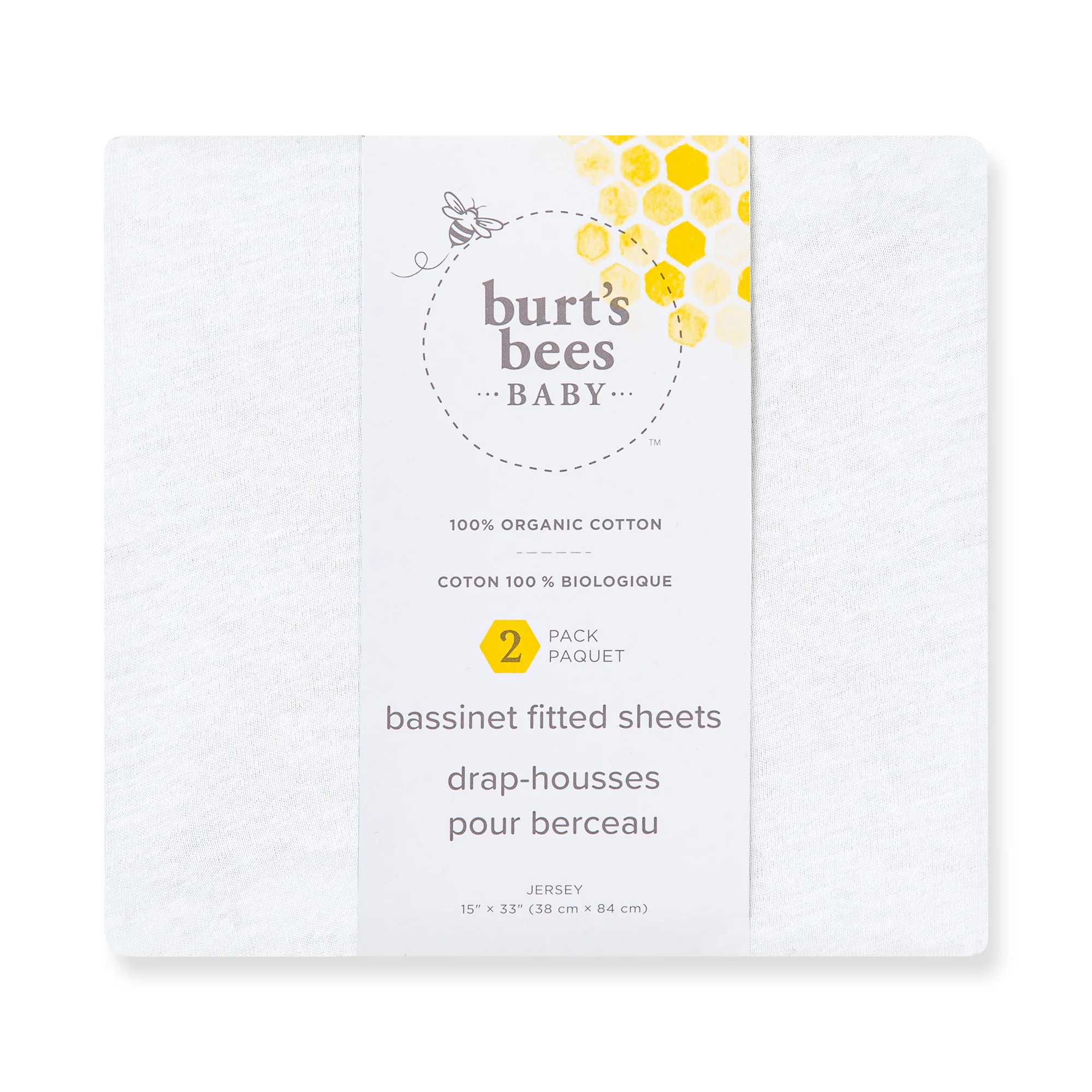 Solid Organic Cotton BEESNUGĀ® Fitted Bassinet Sheet 2 Pack - Image 2