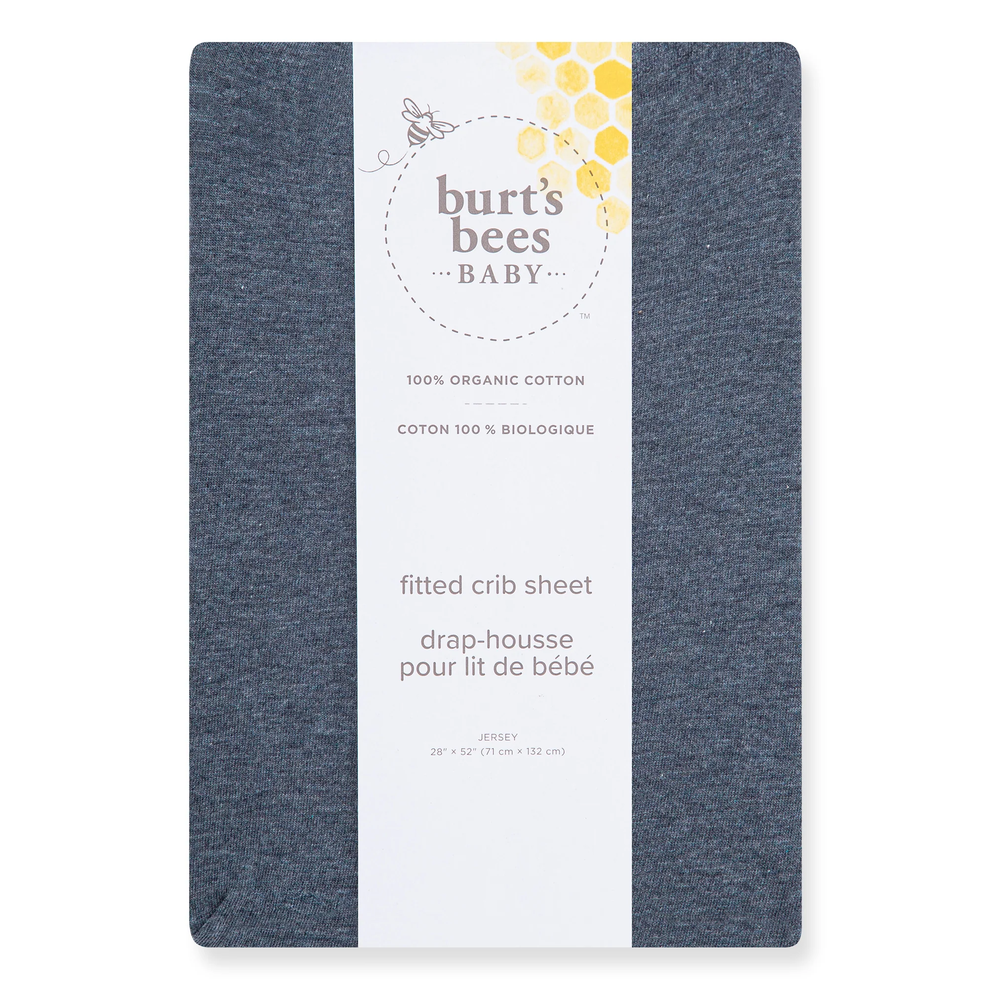 Solid Organic Cotton BEESNUGĀ® Fitted Crib Sheet - Nightfall - Image 4