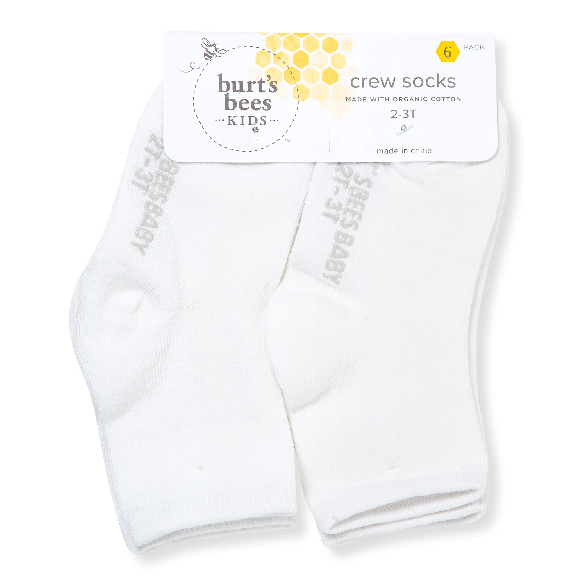 Solid Organic Cotton Toddler Crew Socks 6 Pack - Cloud - Image 3