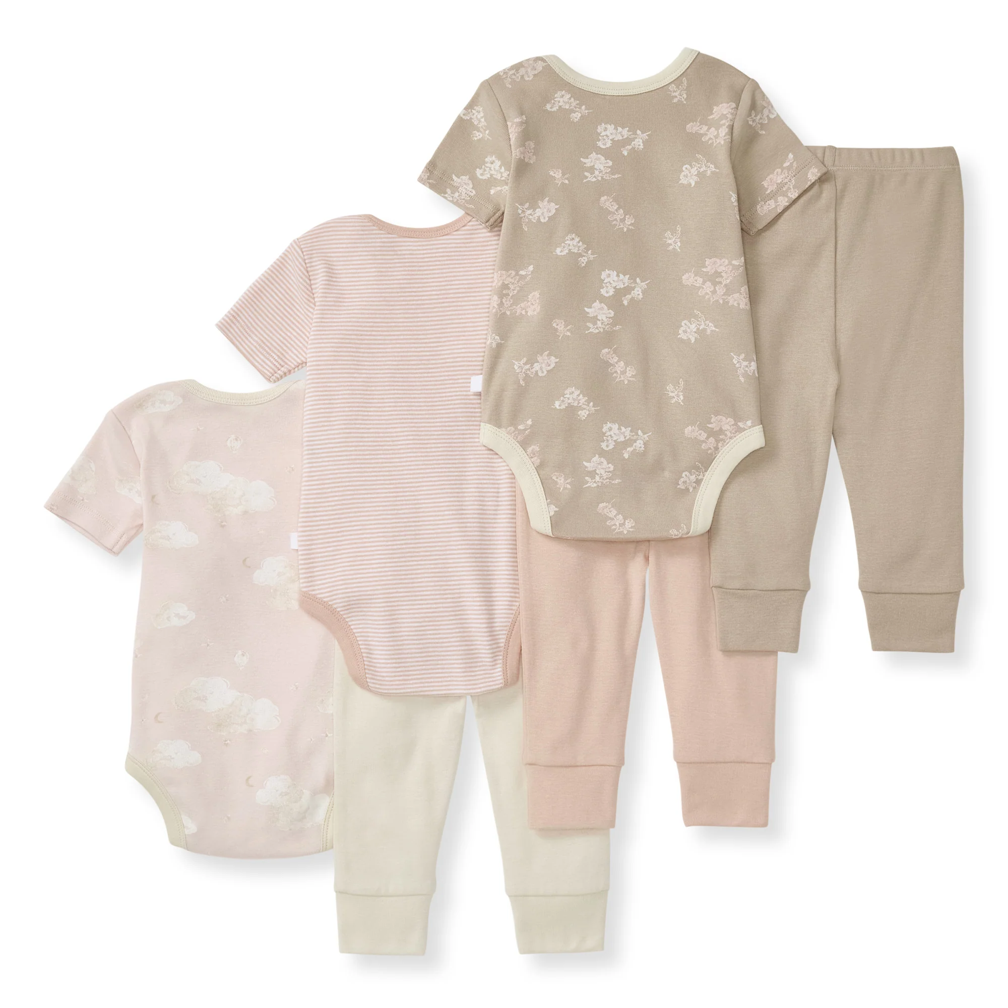 Whimsical Floral Organic Short Sleeve Bodysuit & Pant Set 3 Pack - Image 3